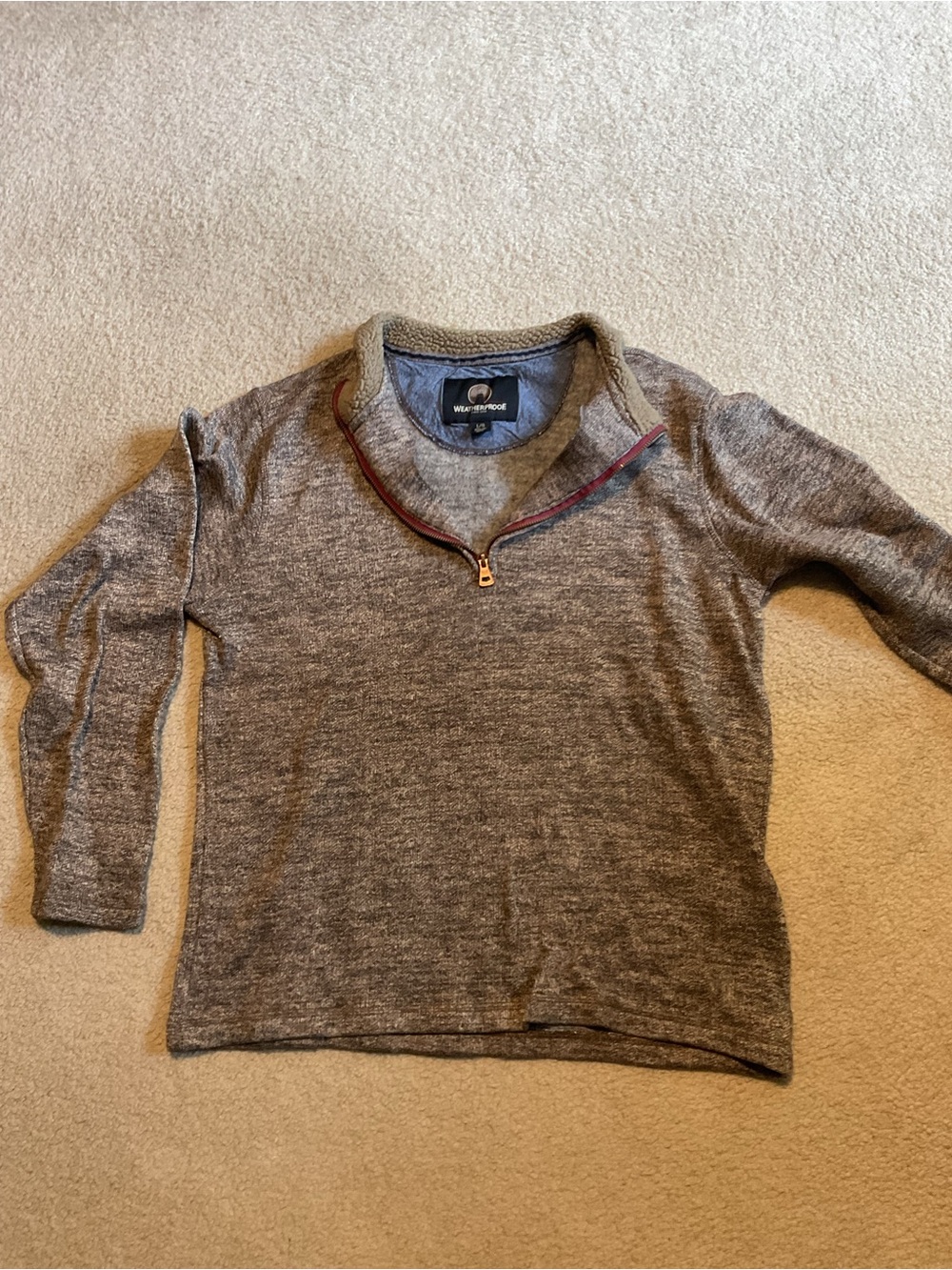 Weatherproof Men's Gray Zip-Up Sweater with Contrast Trim